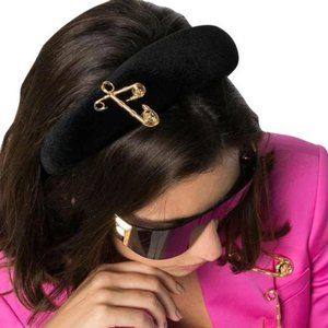 Versace Black Safety Pin Embellished Headband